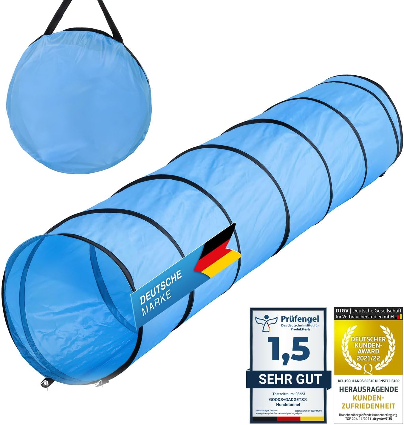 Hundetunnel Agility 300 cm - Faltbar & Robust - Inkl. Zubehör