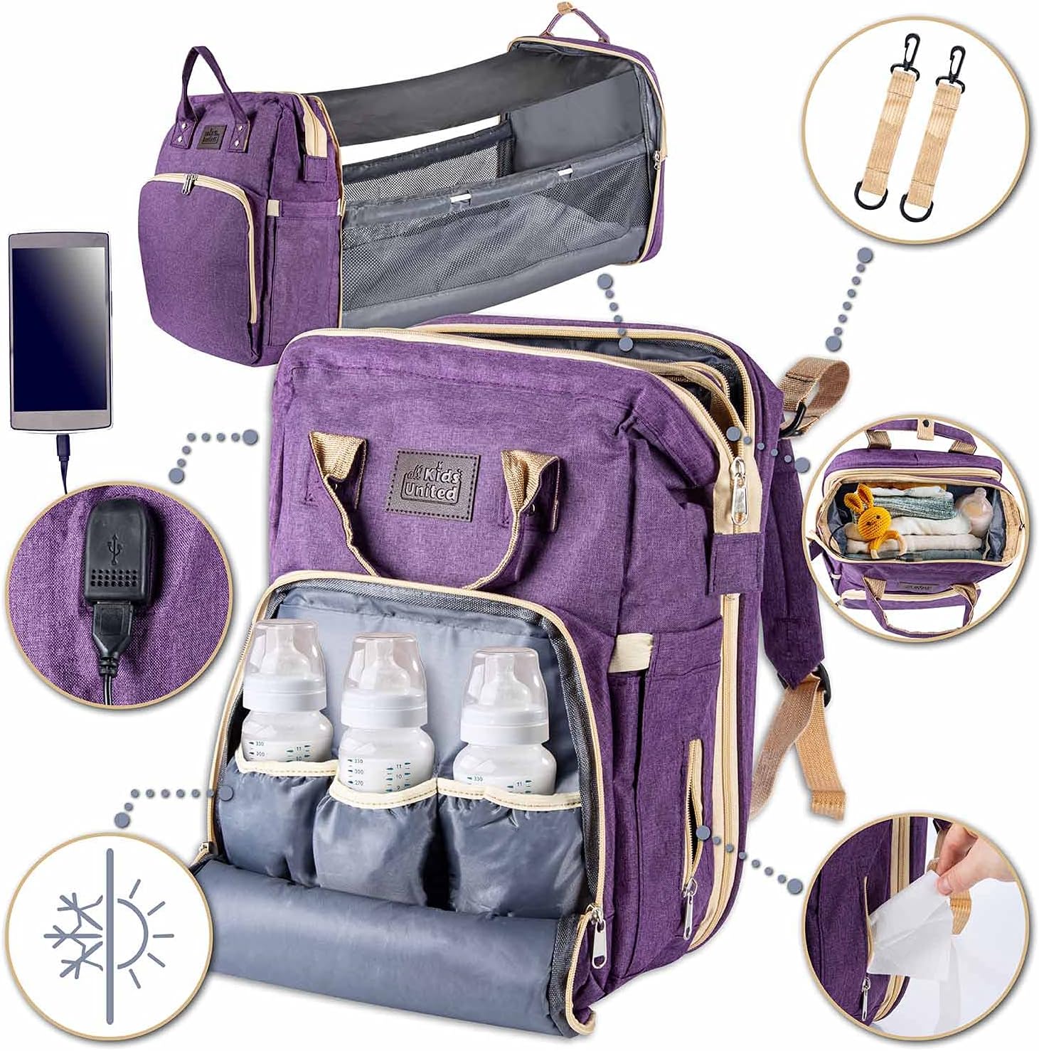 all Kids United® 2in1 Wickelrucksack & Reisebett – Premium Qualität
