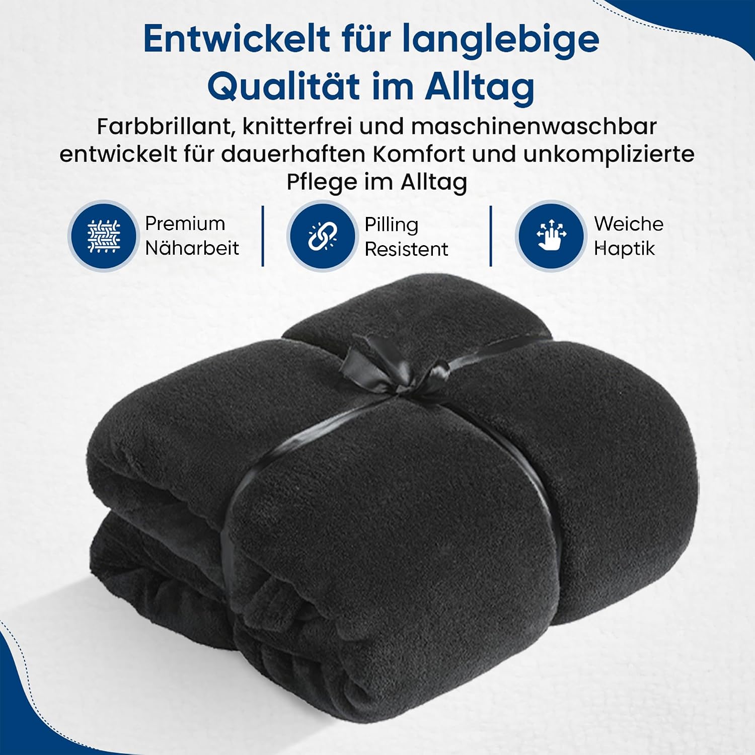 Feluna XXL Kuscheldecke 220x200 cm – Kuschelweiche Wohndecke Grau
