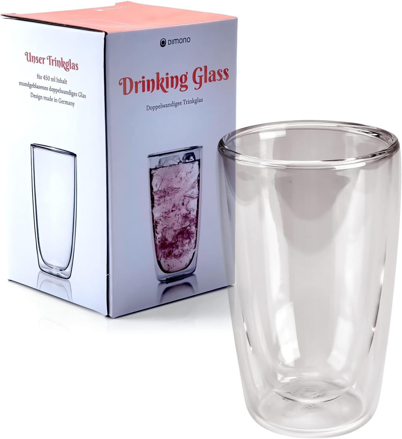 Dimono Thermo-Longdrinkglas 450ml - Doppelwandiges Isolierglas