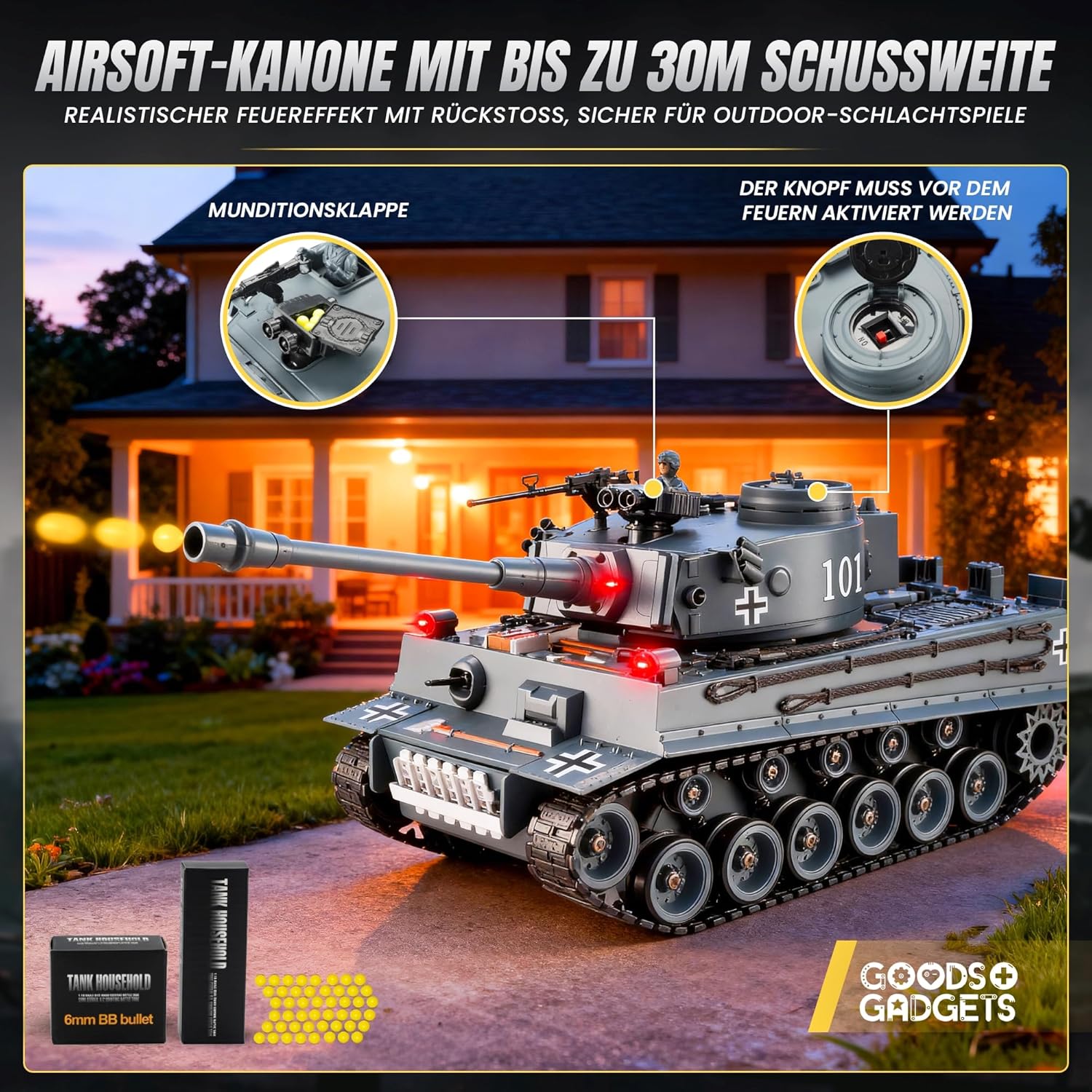 Ferngesteuerter Tiger Panzer 1:16 - RC Modellbau mit Schussfunktion