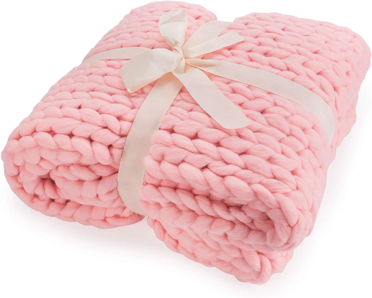Strickdecke Pink - Grob gestrickte Kuscheldecke 180x120 cm