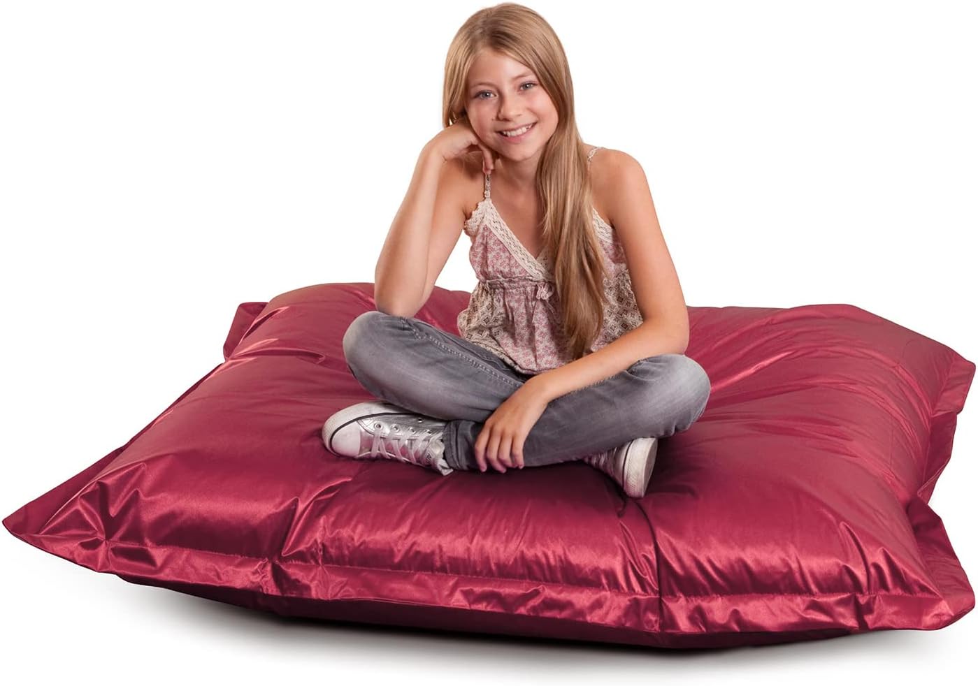 Smoothy Sitzsack Metallic Junior XL für Kinder - Rot - 140x110 cm