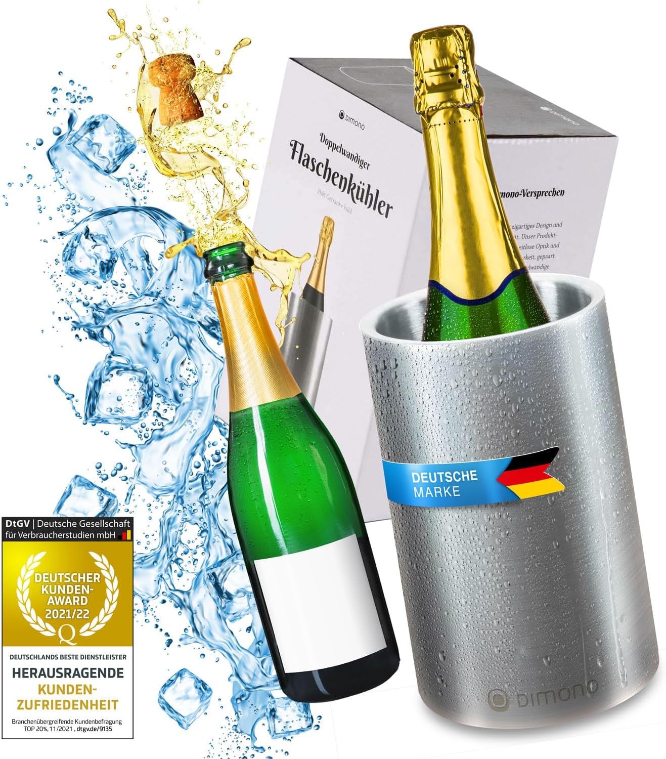 Edelstahl Flaschenkühler - Doppelwandiger Wein- & Sektkühler