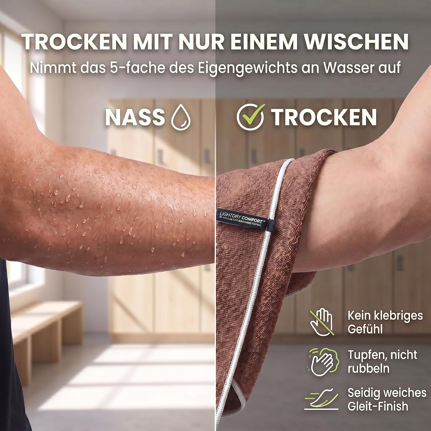 Mikrofaser Reisehandtuch Braun 80x40 cm - Schnelltrocknend & Kompakt