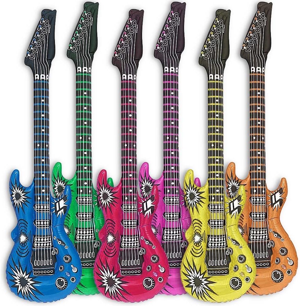 6x Luftgitarre Set - Aufblasbare Air Guitar für Partys & Events