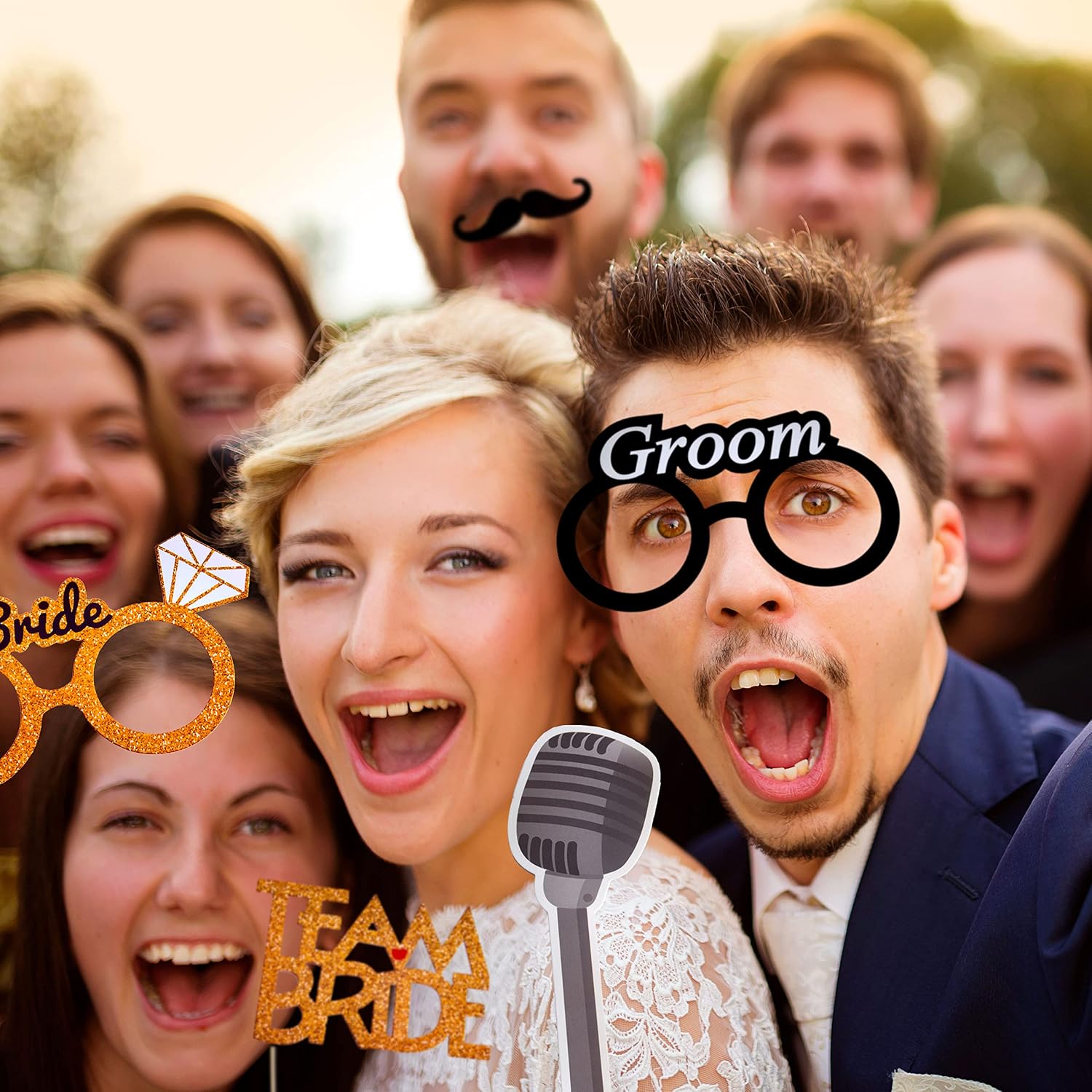 Fotobox Requisiten Hochzeit - 53-tlg. Foto-Set für Party & Selfie