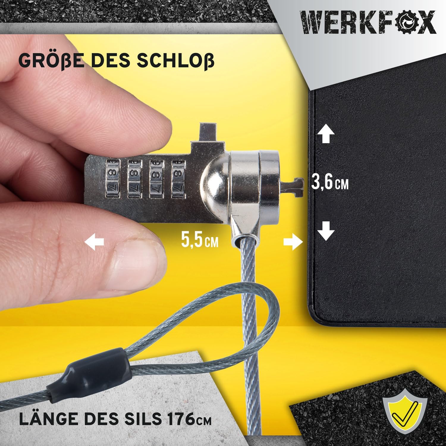 Kensington Style Laptopschloss - 1,8m Zahlenschloss für Notebooks