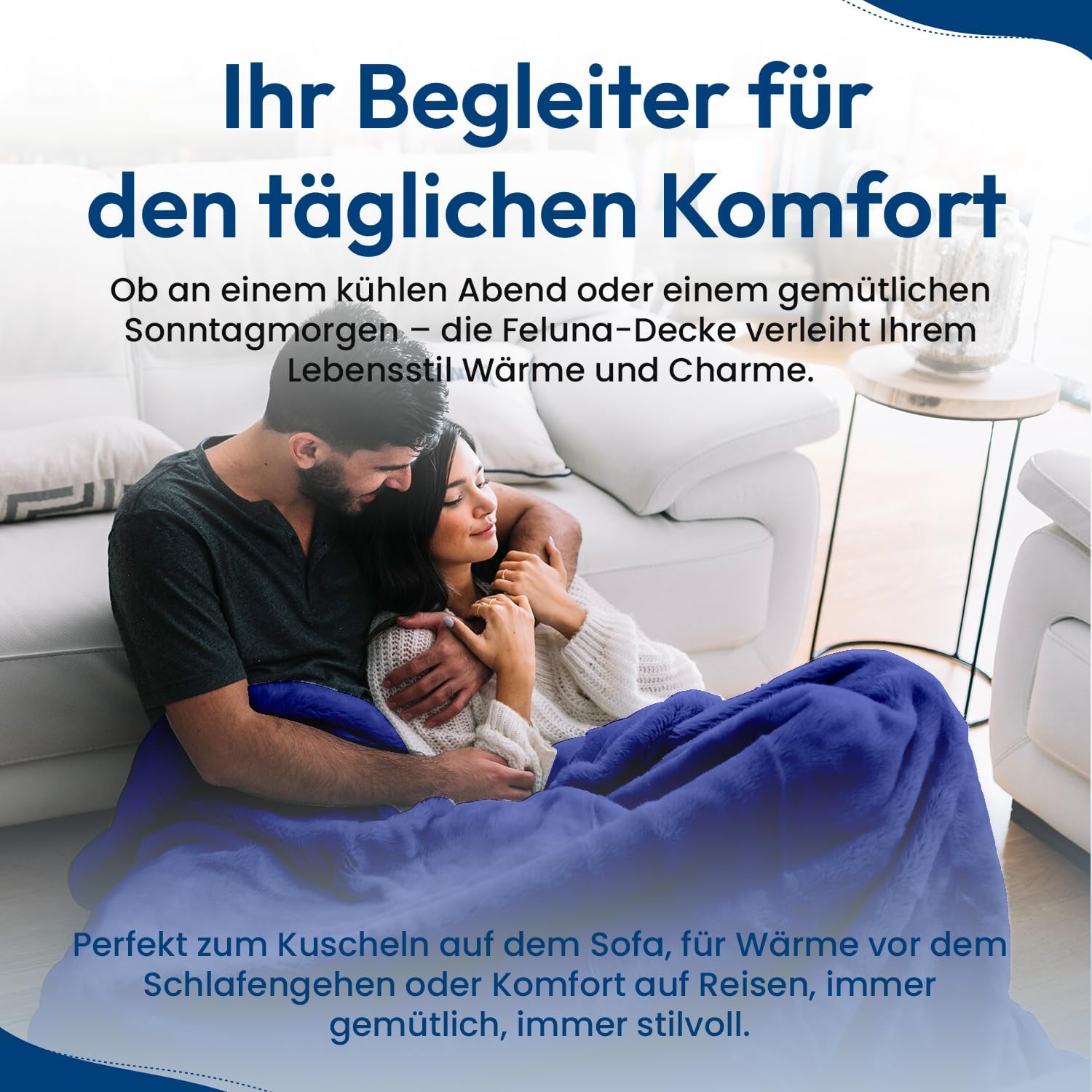 Feluna XXL Kuscheldecke 220x200 cm – Kuschelweiche Wohndecke Grau