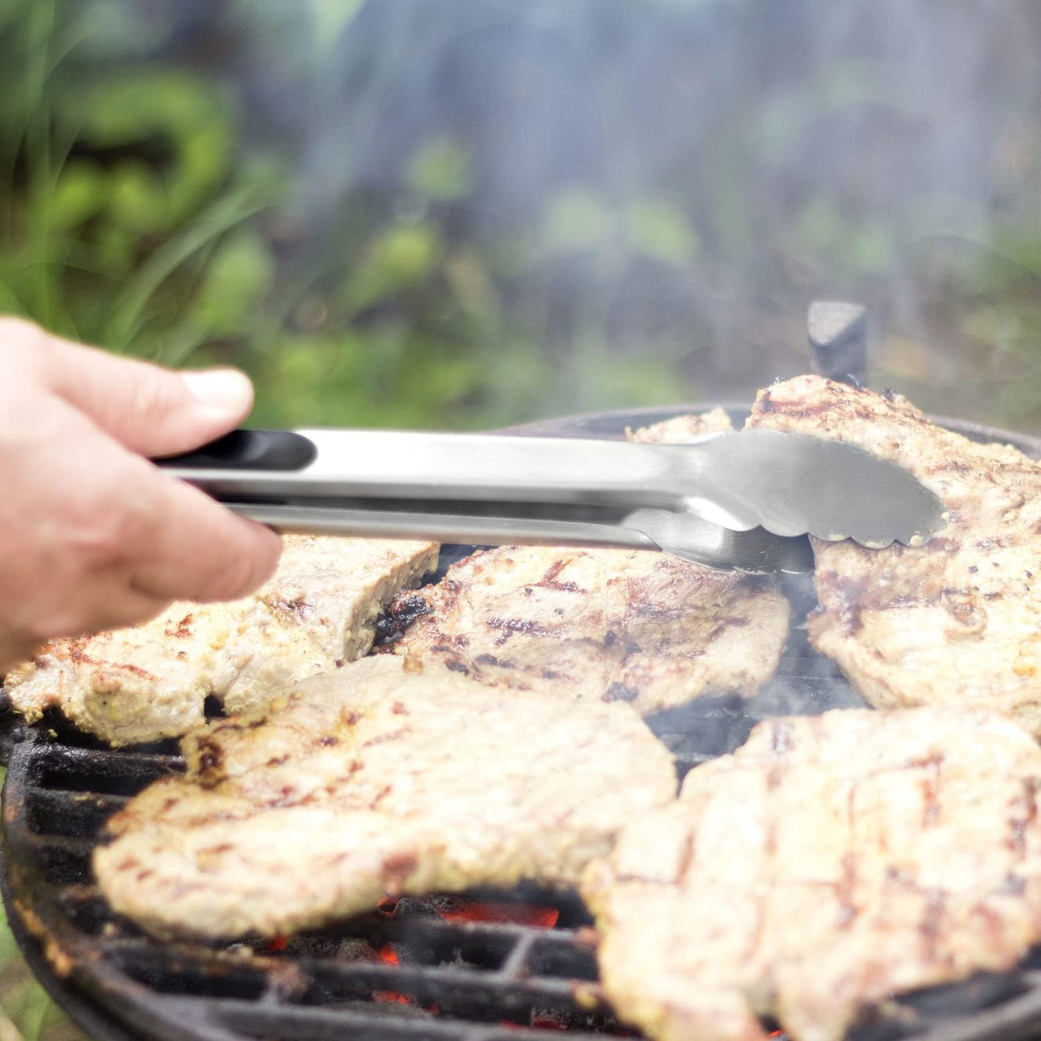 Premium Grillzange Edelstahl - 34 cm BBQ-Zange mit Feststellmechanismus