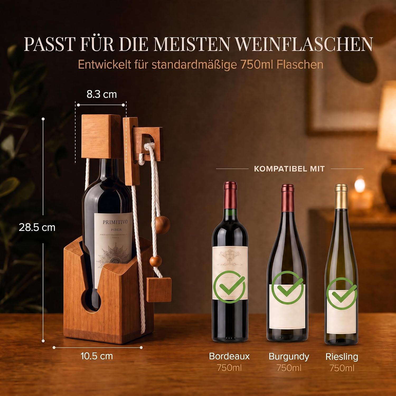 Flaschenpuzzle Holz - Flaschen-Tresor Geduldsspiel Geschenk