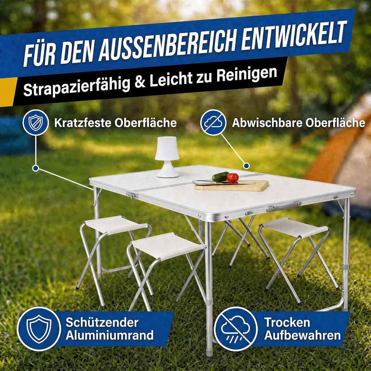 Klappbarer Campingtisch Weiß Detailbild 5 #Farbe_Weiß
