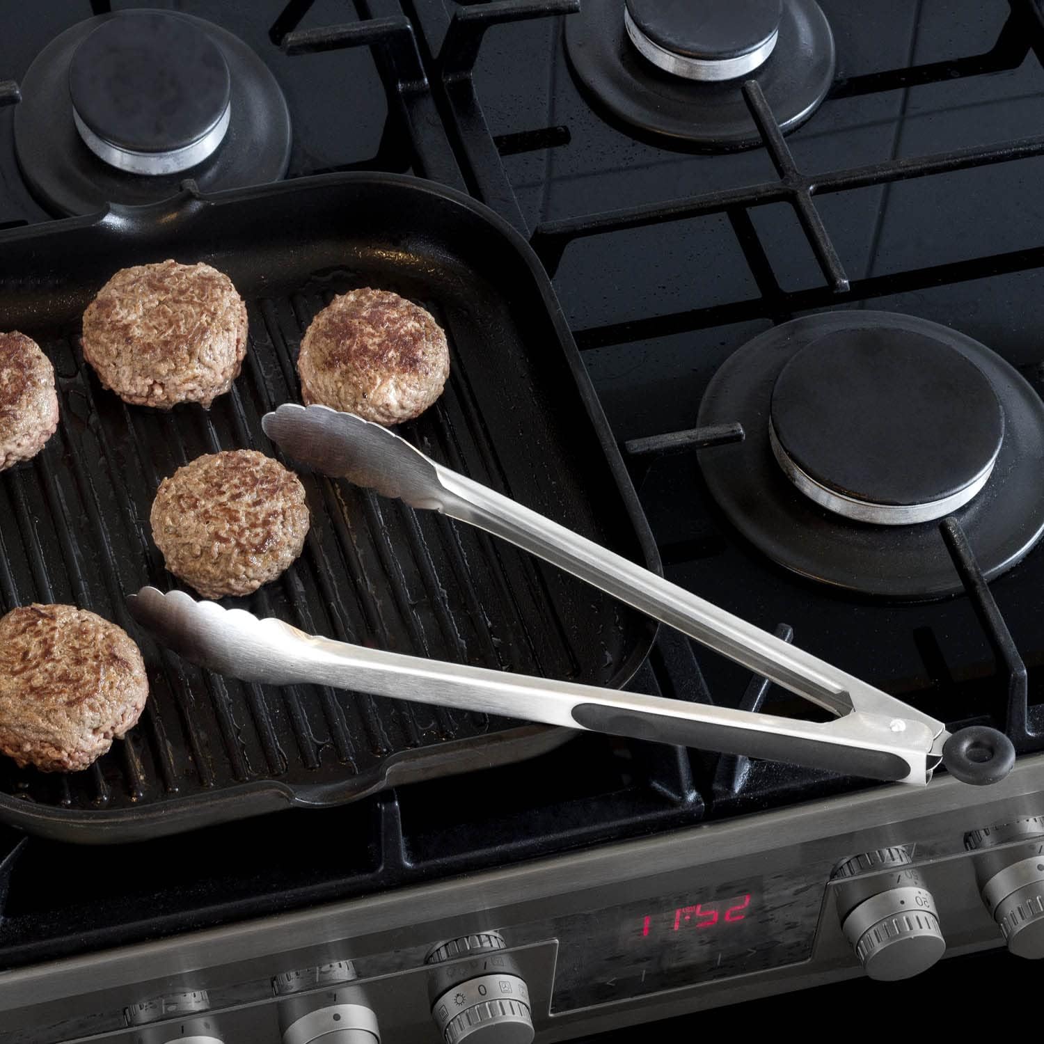 Premium Grillzange Edelstahl - 34 cm BBQ-Zange mit Feststellmechanismus