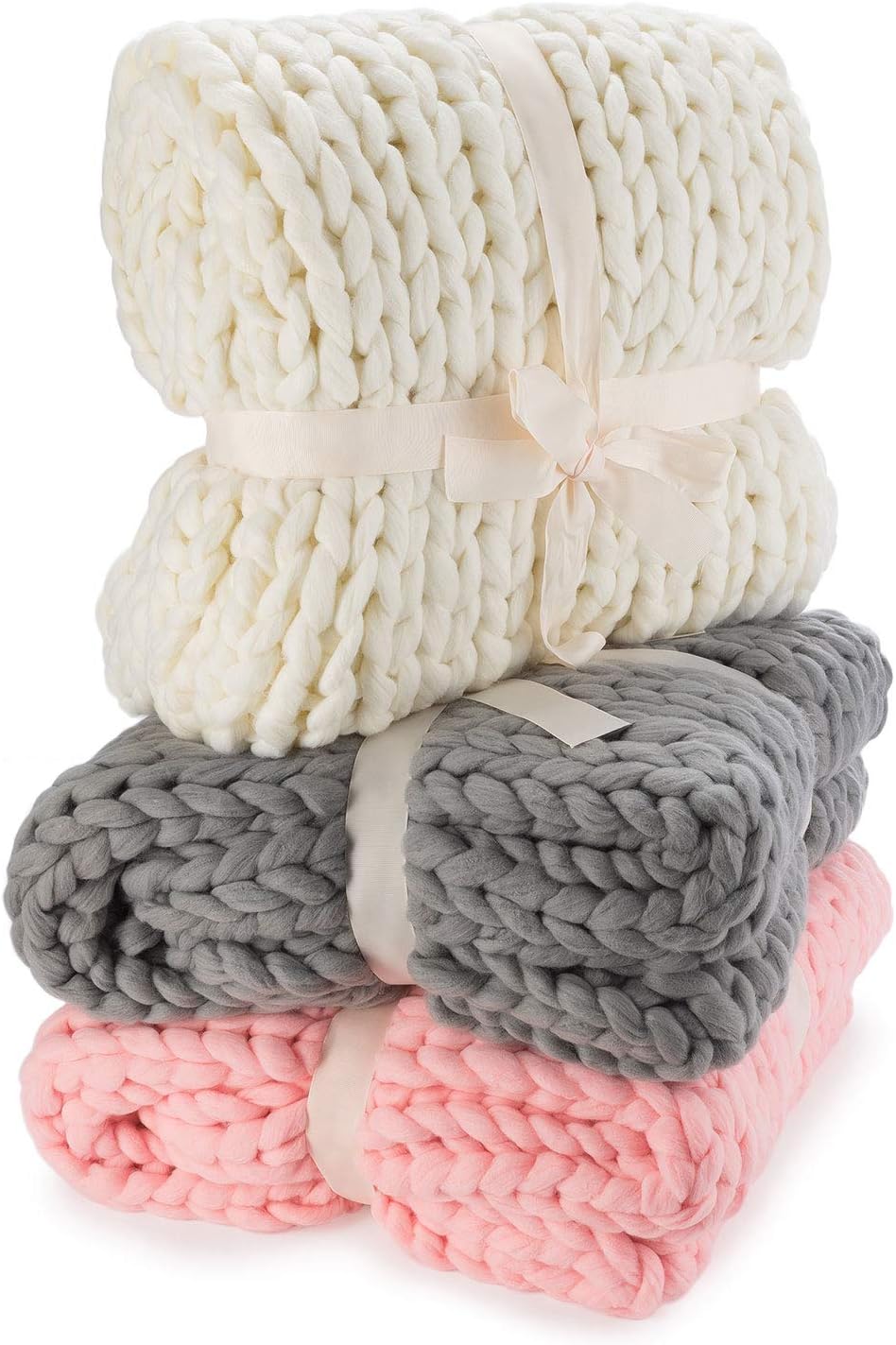 Strickdecke Pink - Grob gestrickte Kuscheldecke 180x120 cm