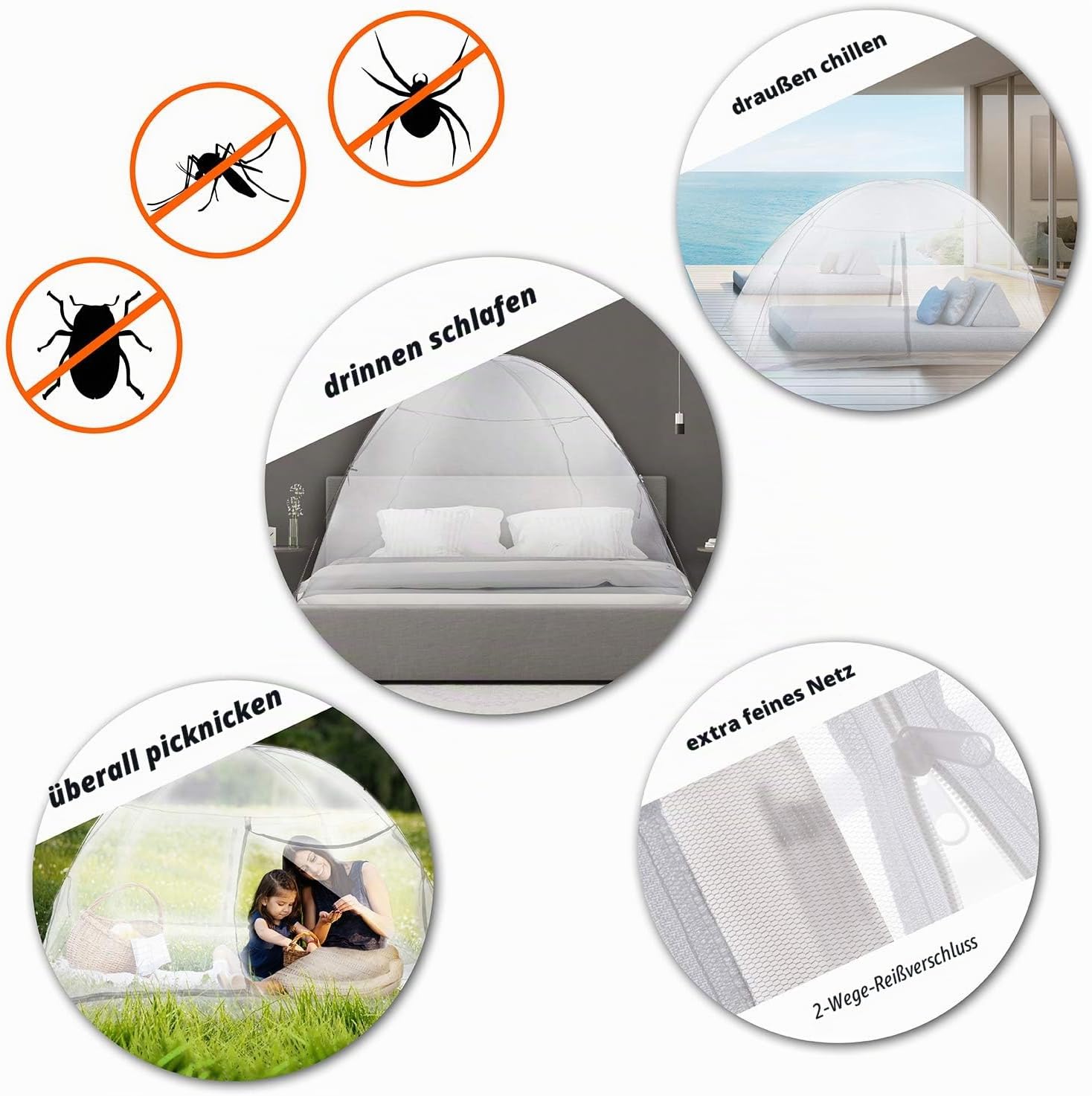 XXL Moskitozelt - Mobiler Insektenschutz für Camping & Reisen