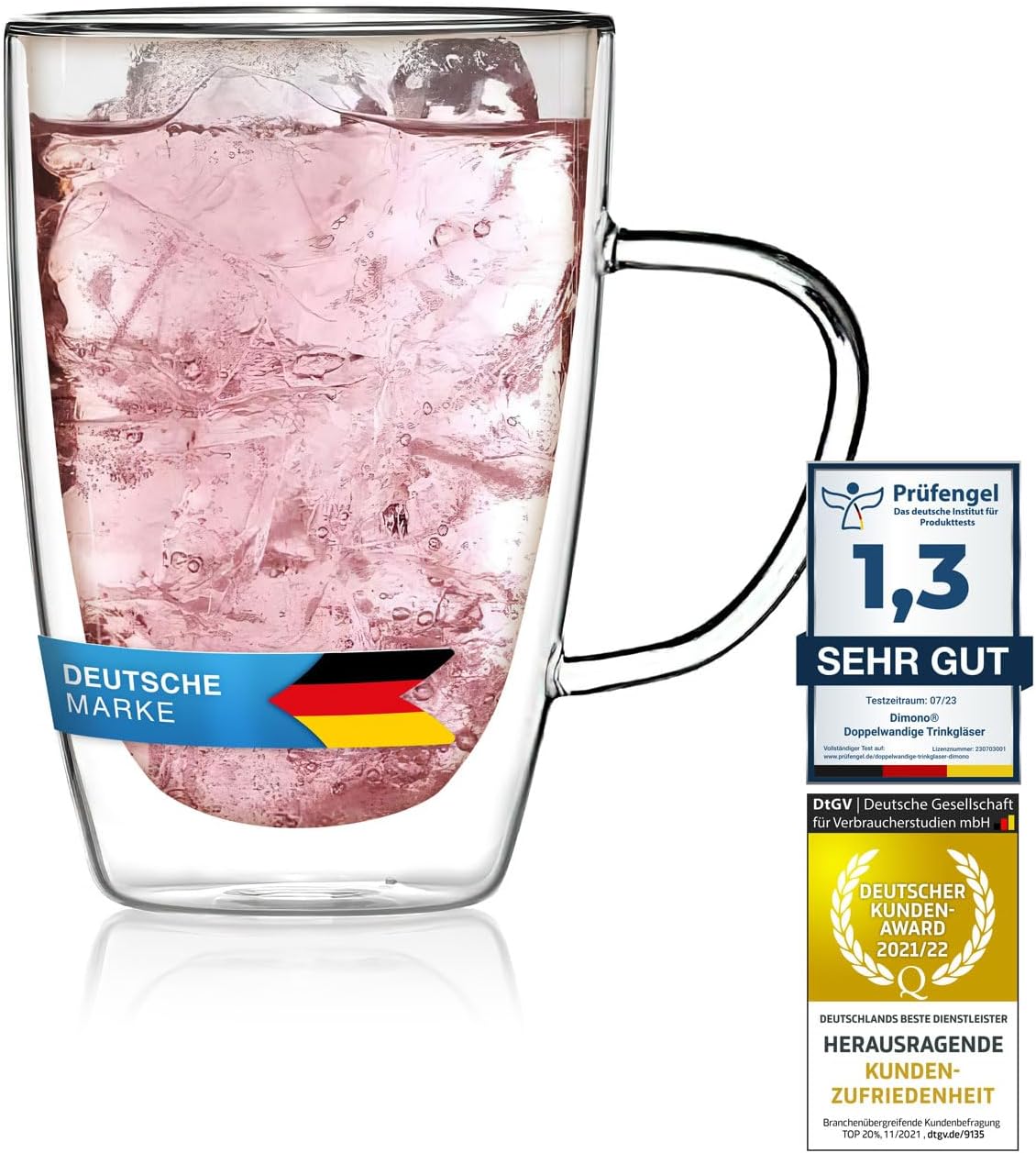 Doppelwandige Thermo-Tasse aus Glas 300ml - Hitzebeständig