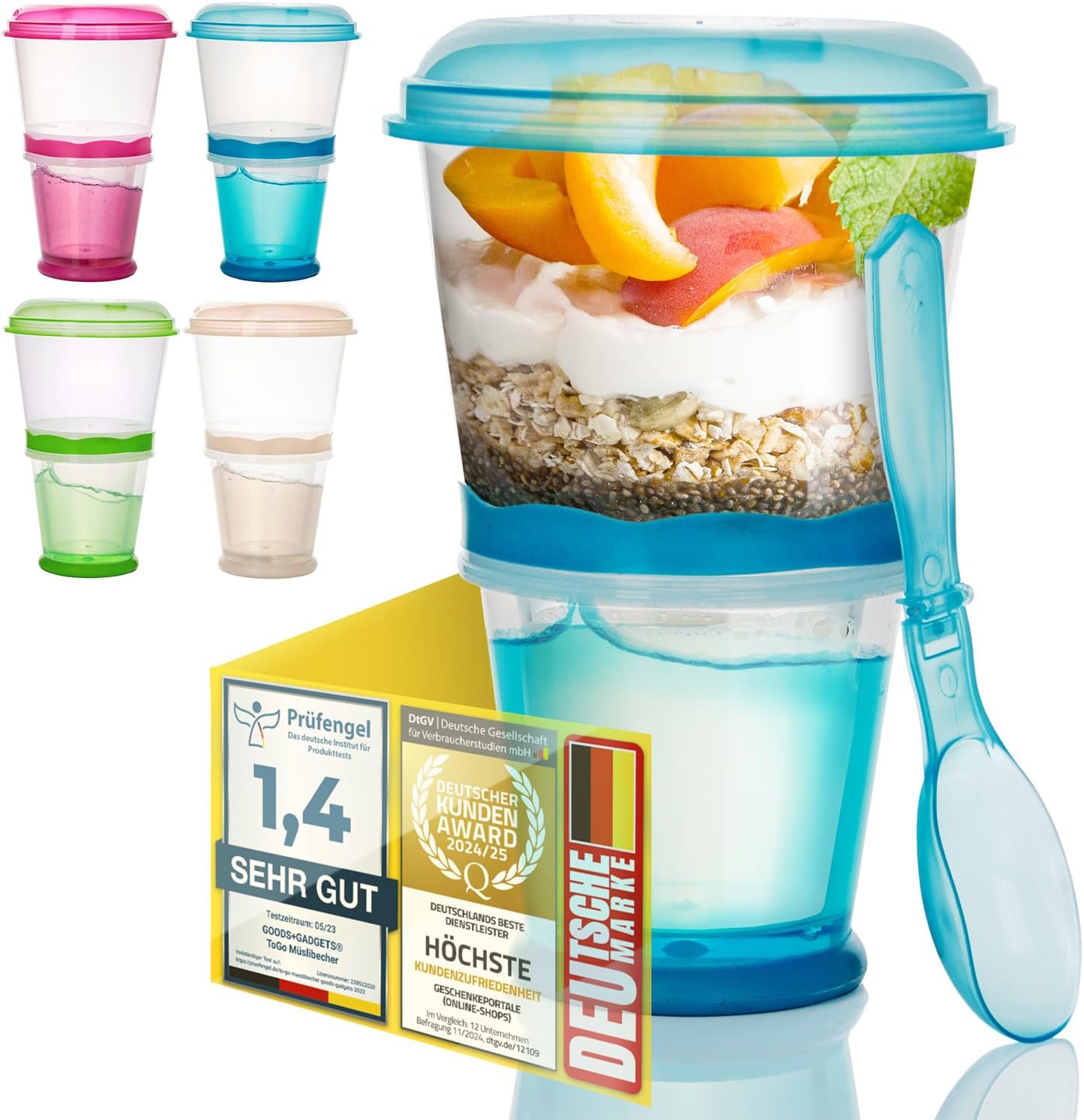 Müsli-to-Go Becher mit Löffel - Dein auslaufsicherer Snack-Begleiter