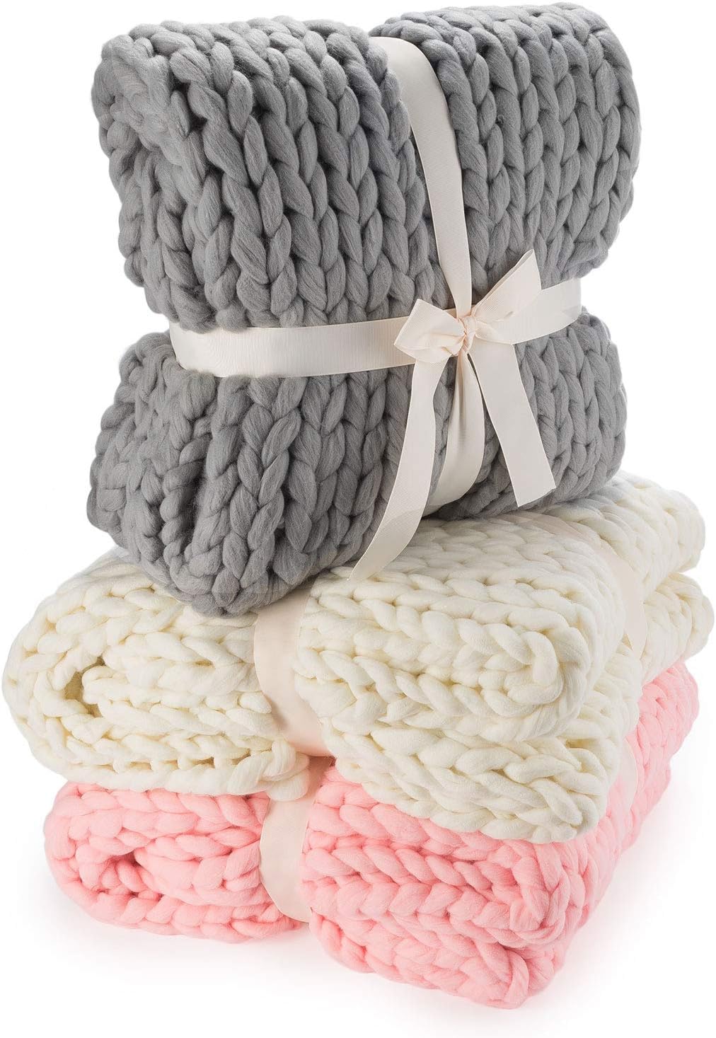 Strickdecke Pink - Grob gestrickte Kuscheldecke 180x120 cm