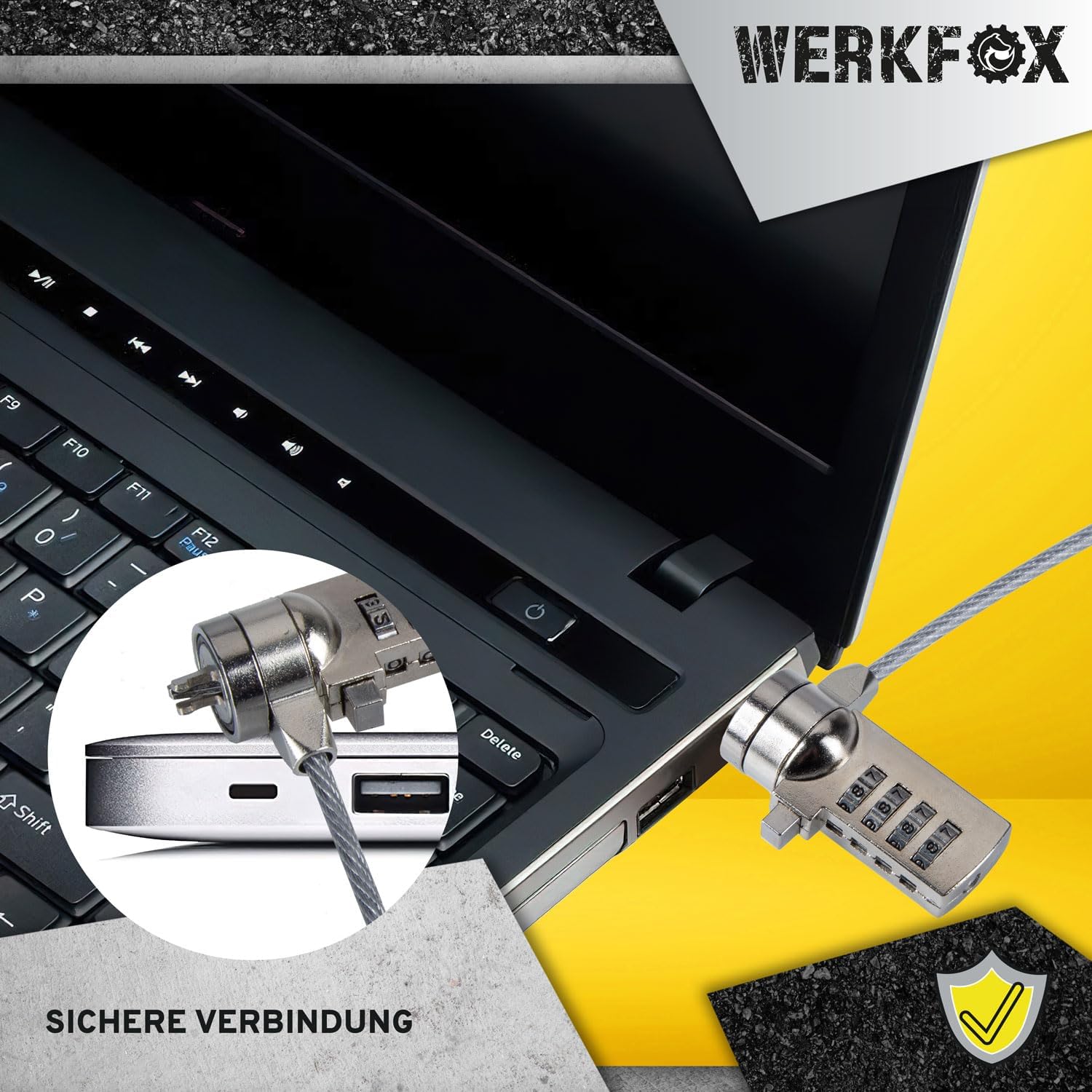 Kensington Style Laptopschloss - 1,8m Zahlenschloss für Notebooks