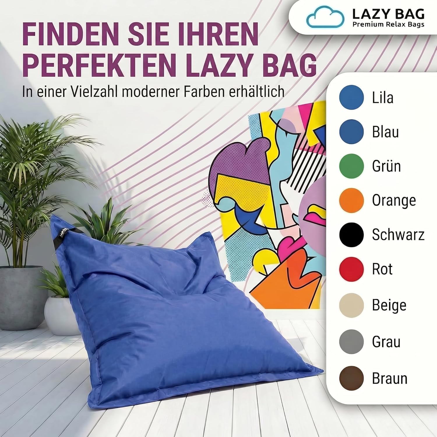 LazyBag Outdoor Sitzsack Junior – Wasserfestes Sitzkissen für Kinder