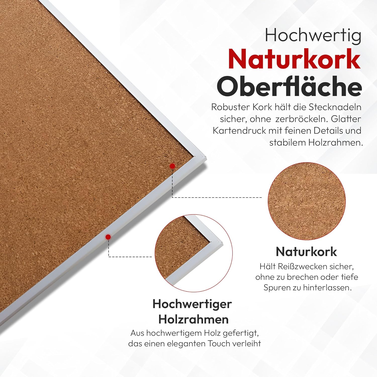 Weltkarte Pinnwand 90x60 cm Kork - Memoboard mit Markierungsfähnchen