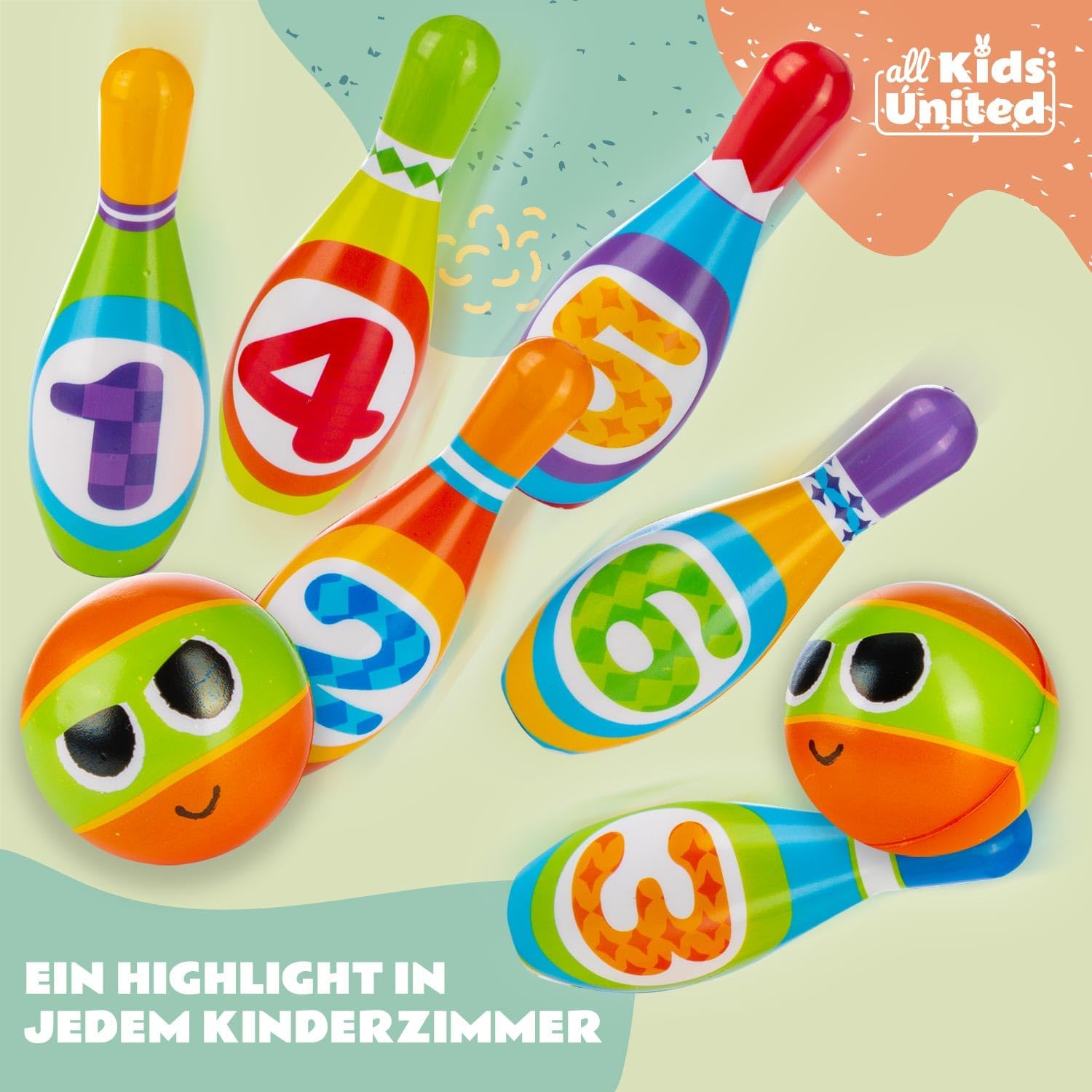 XXL Bowling Set für Kinder - 10 Weiche Kegel & 2 Bälle - Spielzeug