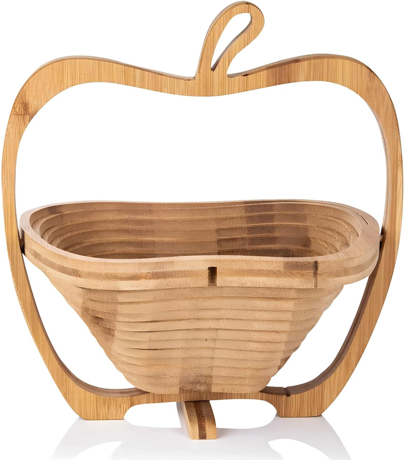 Faltbarer Bambus-Obstkorb im Apfel-Design 3-in-1