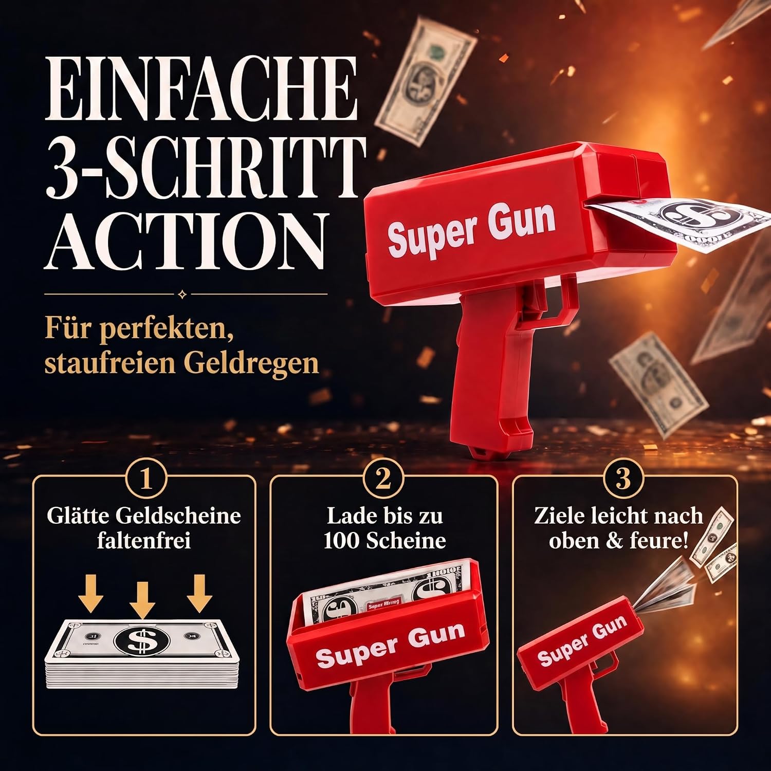Super Money Gun Geldpistole – Party Cash-Cannon für JGA & Events