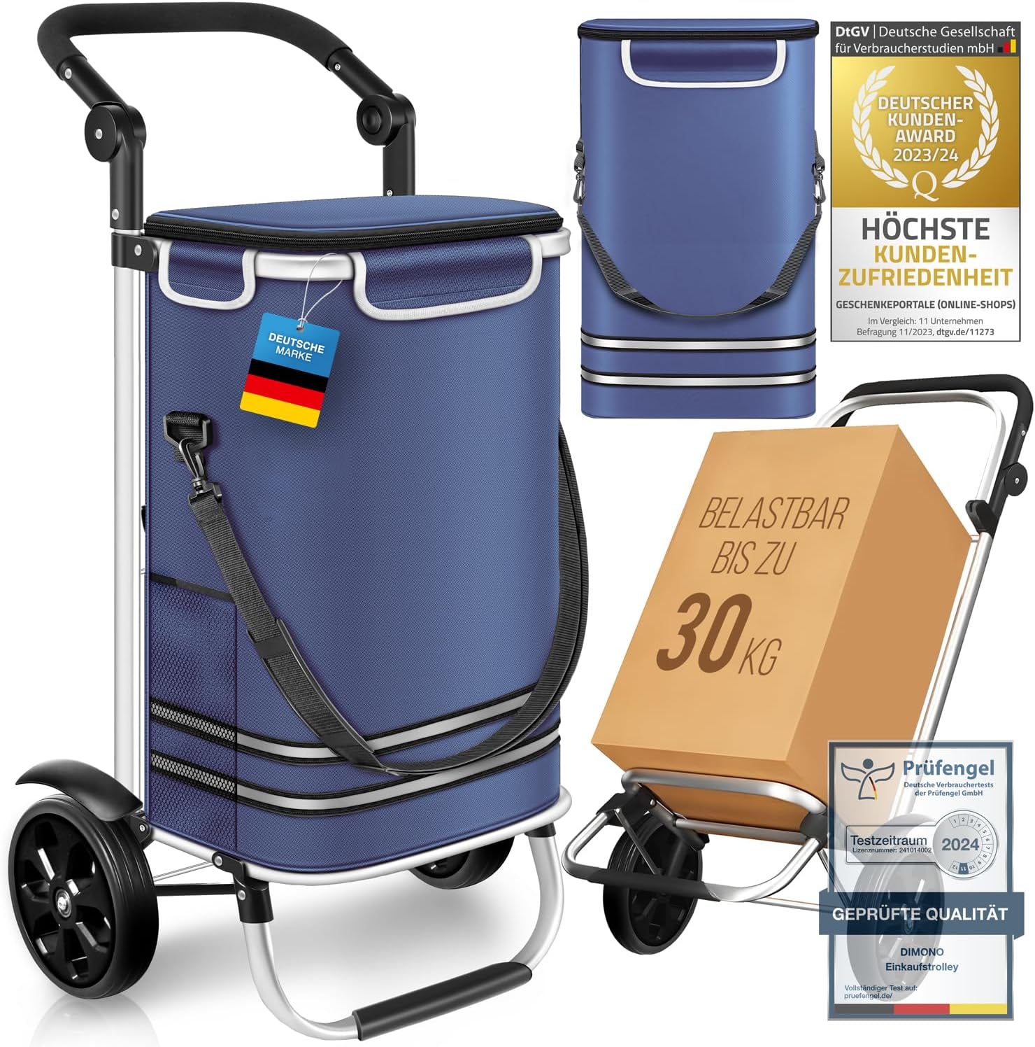 3in1 Einkaufstrolley klappbar 56L – Transportwagen mit Kühlfach