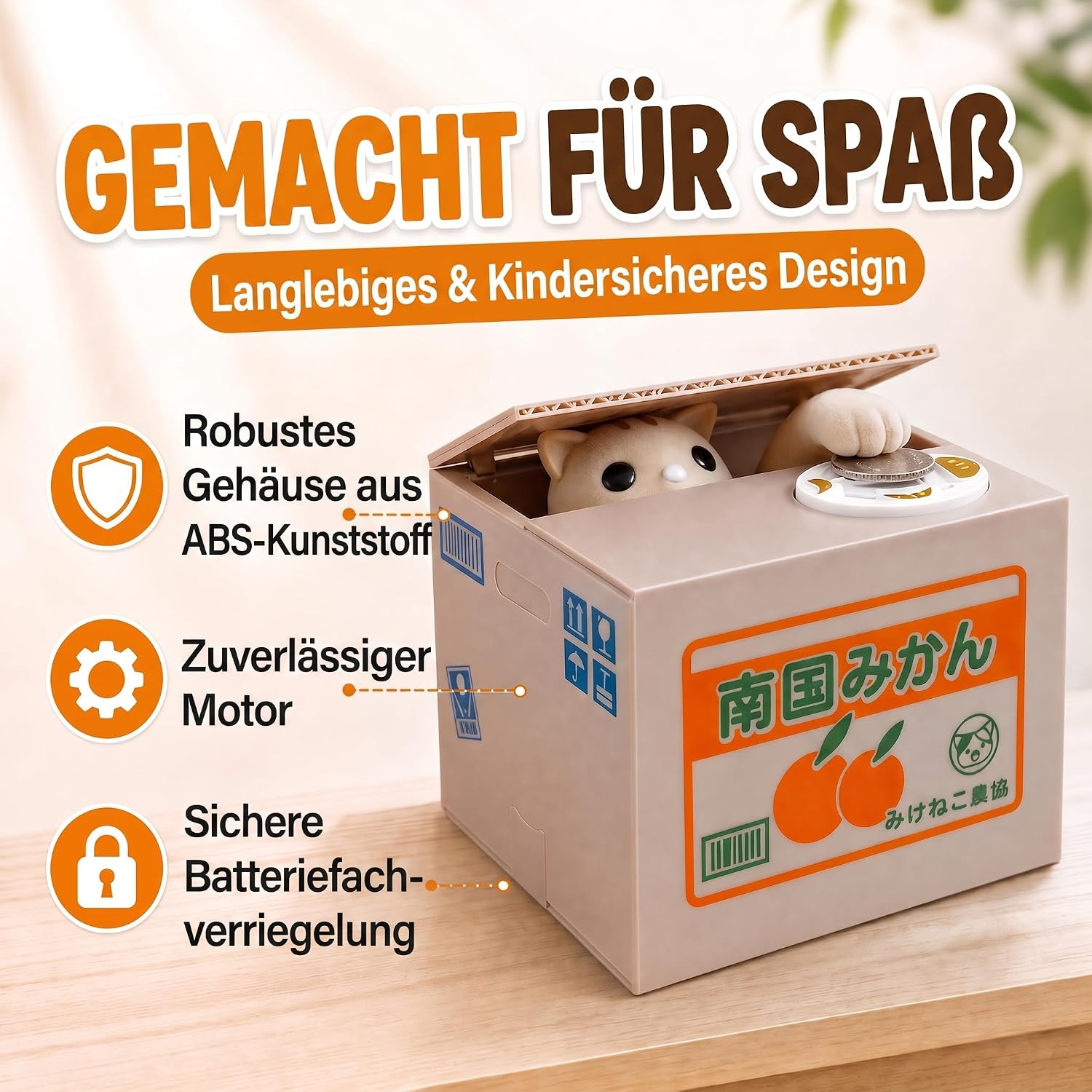 Pfötchen-Spardose: Interaktive Katzen-Sparbüchse für Münzen