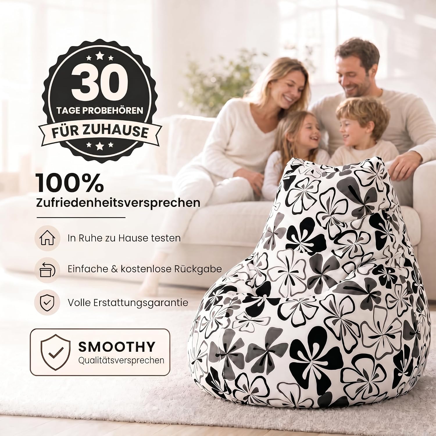 Smoothy Sitzsack Hawaii – XXL Beany Lounge Chair & Sitzkissen