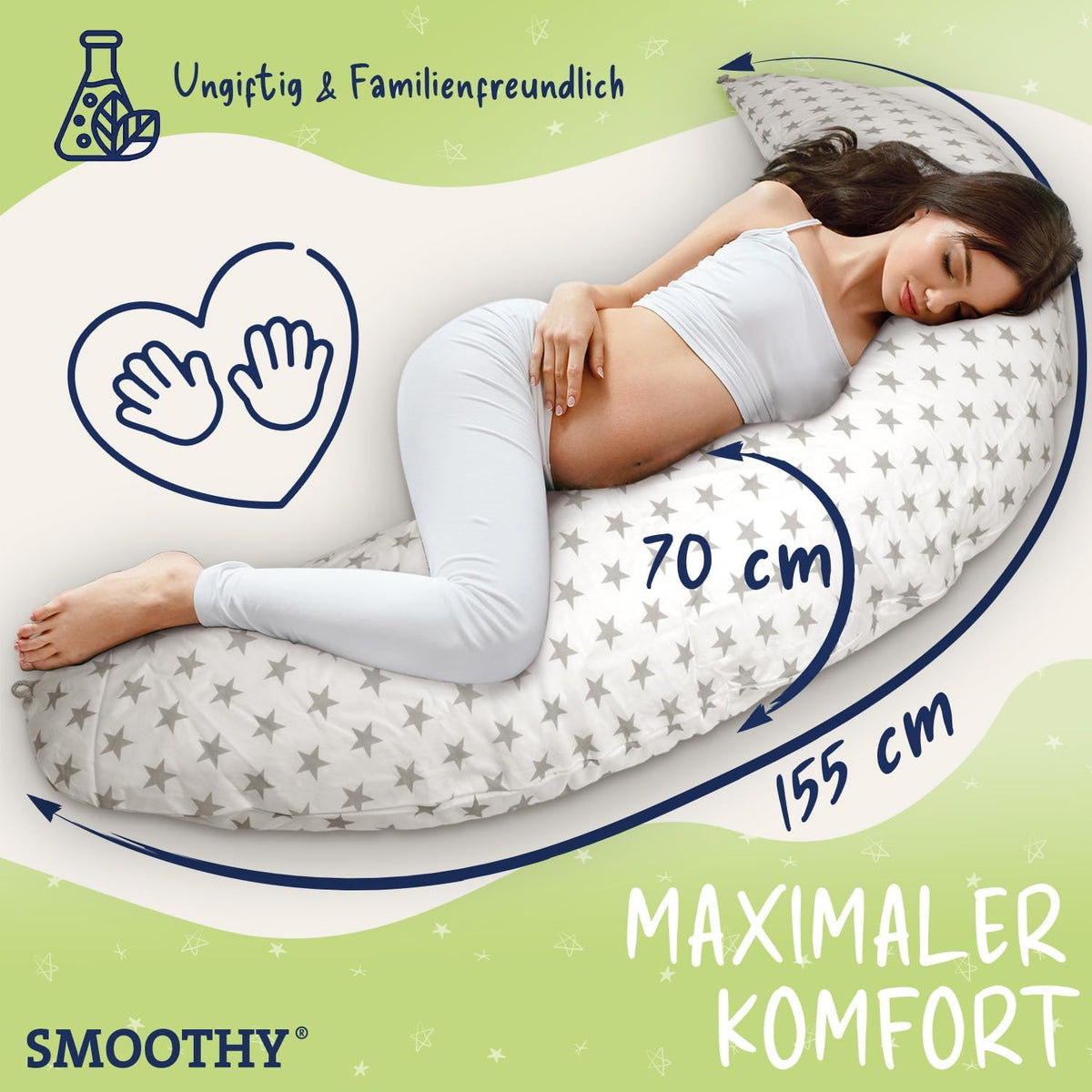 XXL Stillkissen & Schwangerschaftskissen für Seitenschläfer #Farbe_Beige