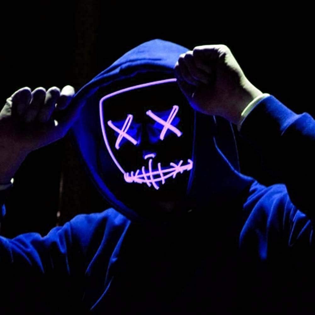 LED Halloween Maske Purge Style - Grusel Maske mit Beleuchtung