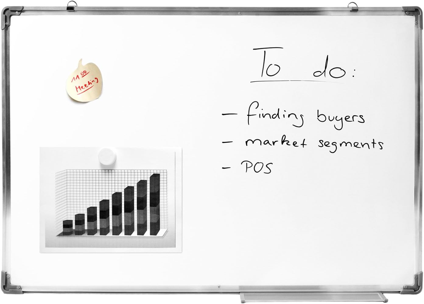 Magnetisches Whiteboard 90x60 cm mit Alurahmen & Ablage