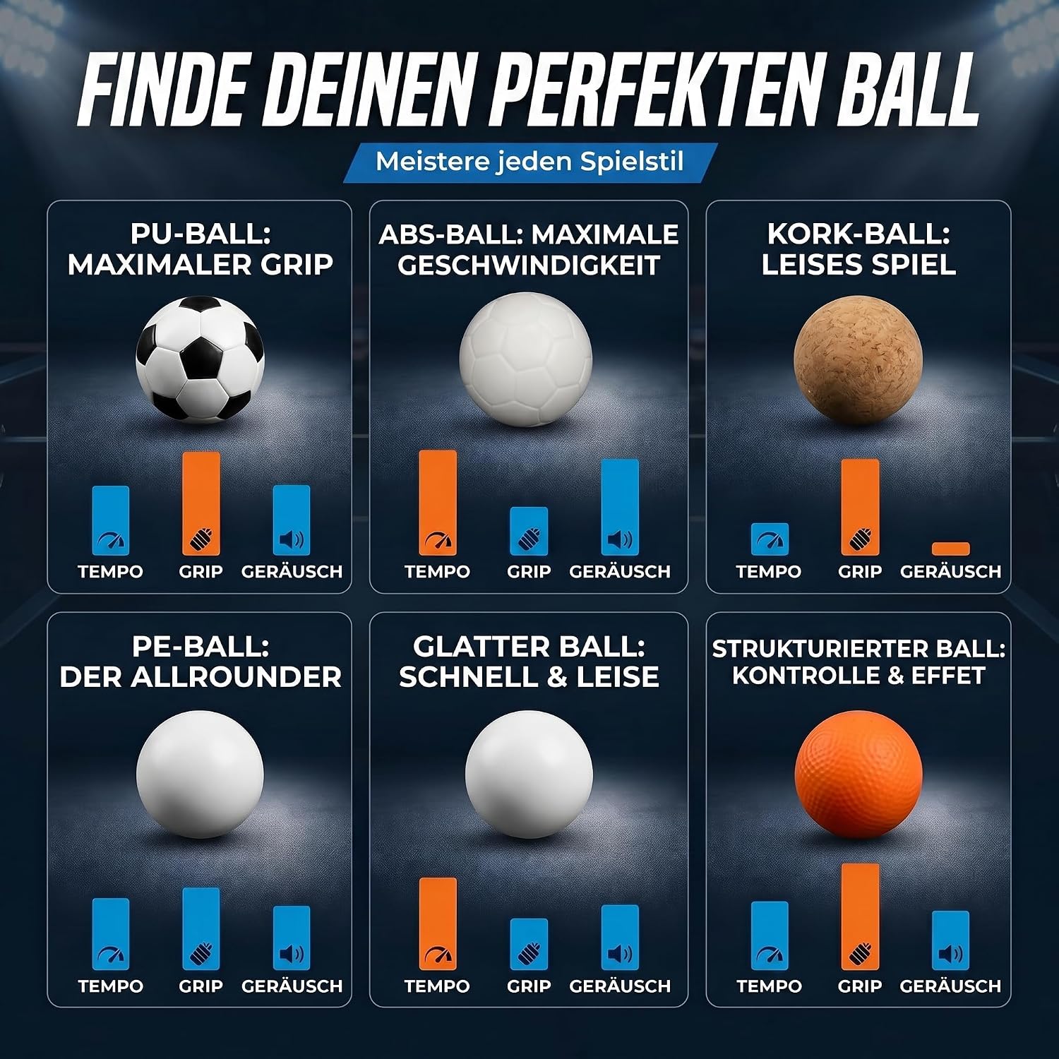 12er Set Profi Kickerbälle - 35mm Tischfußball-Bälle für Kickertische