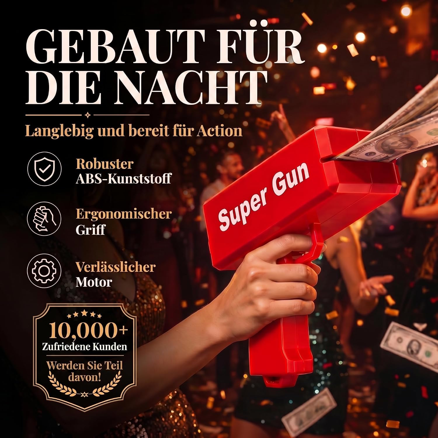Super Money Gun Geldpistole – Party Cash-Cannon für JGA & Events