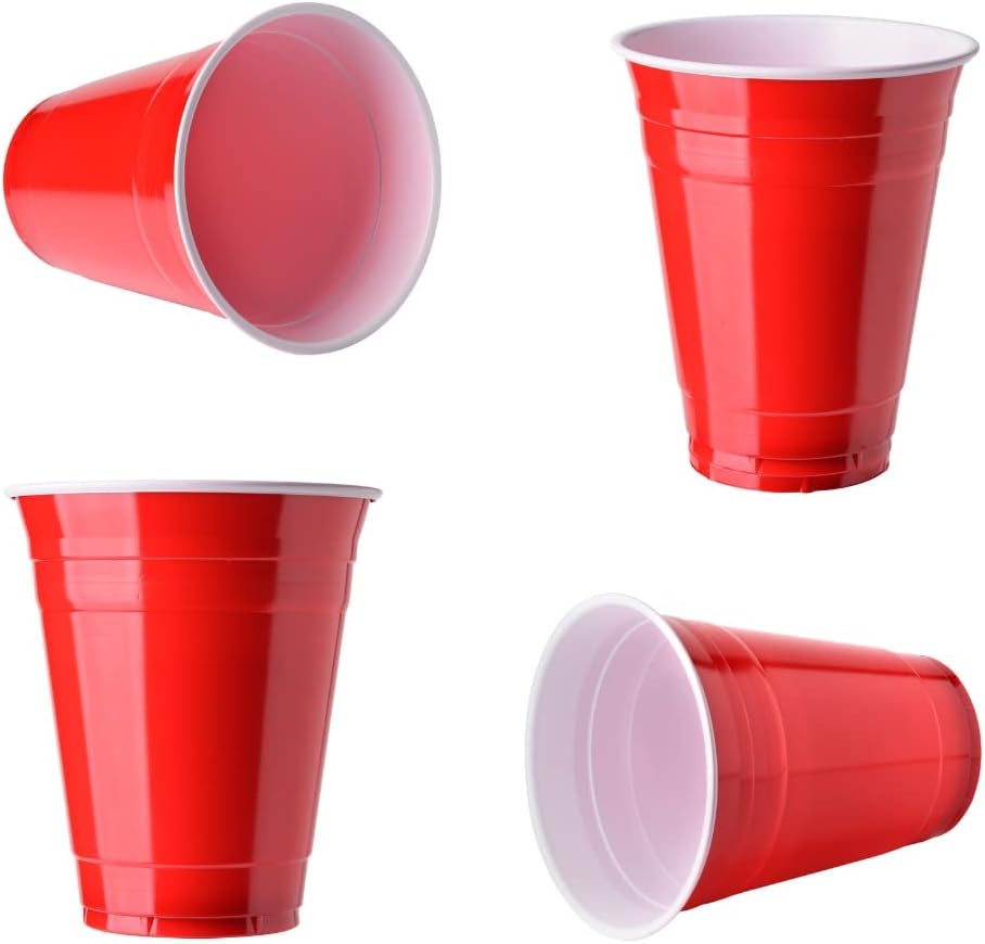 100 Wiederverwendbare Beer Pong Becher Rot - 473 ml & 3 Bälle