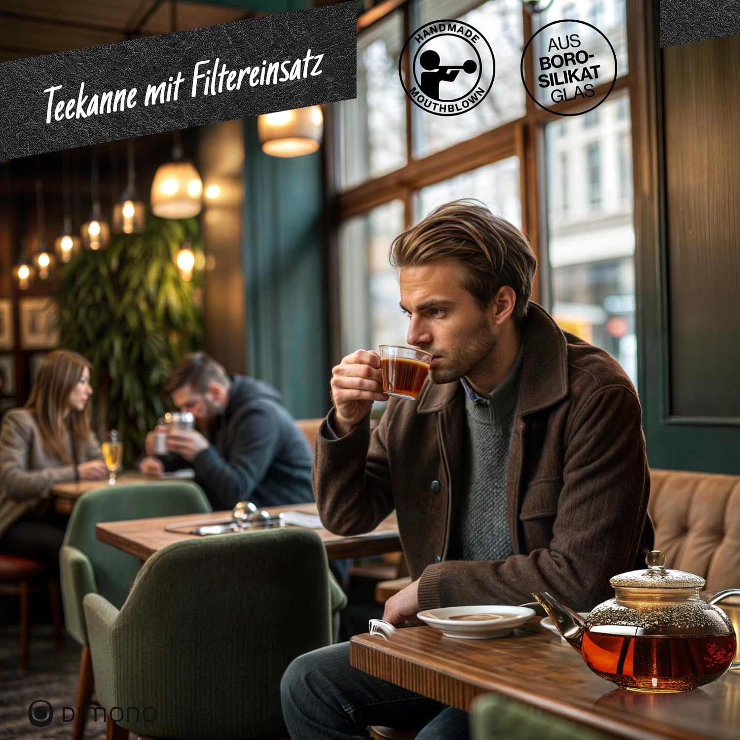 1,5L Teekanne aus Borosilikatglas - Teezubereiter mit Glasfilter