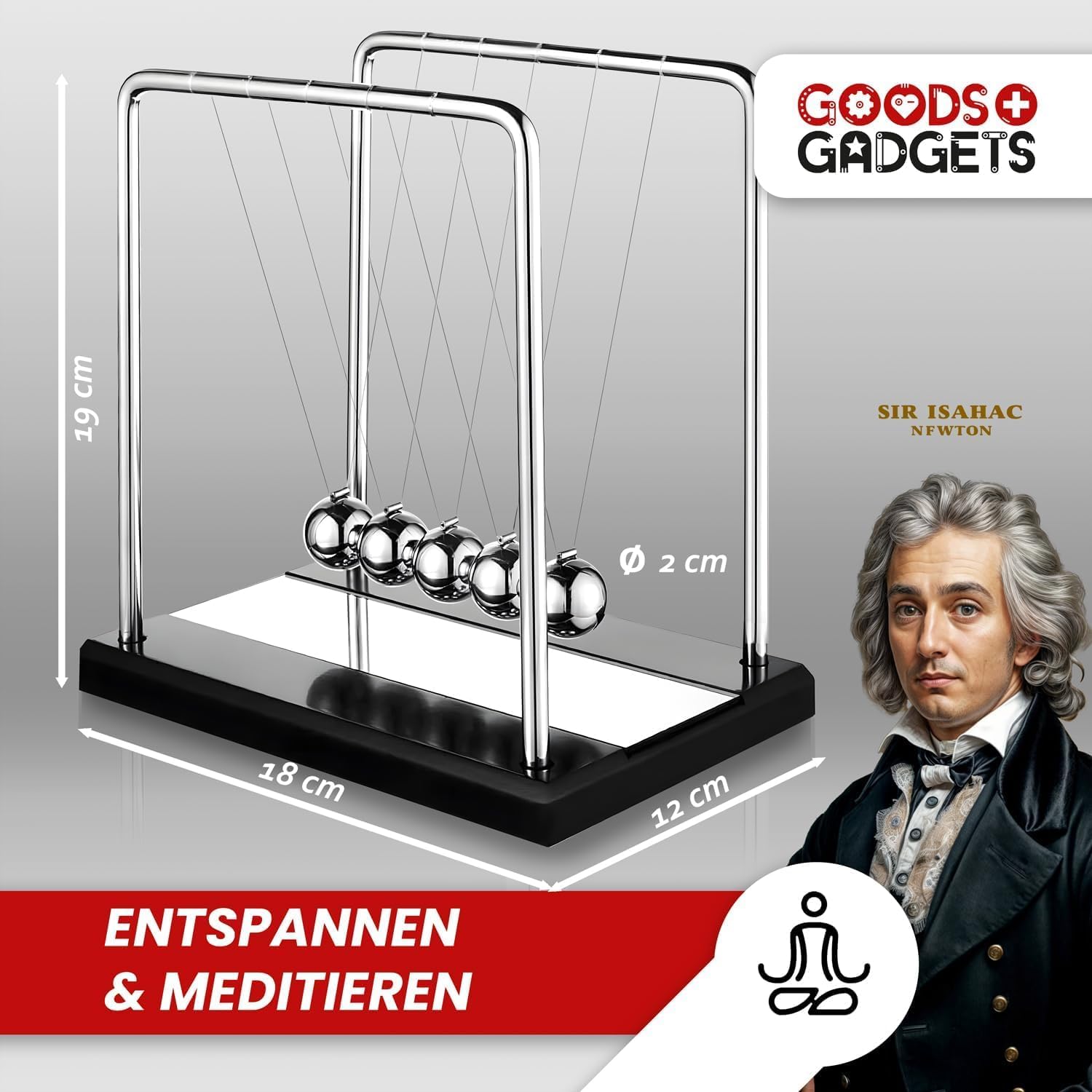 Newton Pendel - Edles Kugelstoßpendel für Büro & Schreibtisch