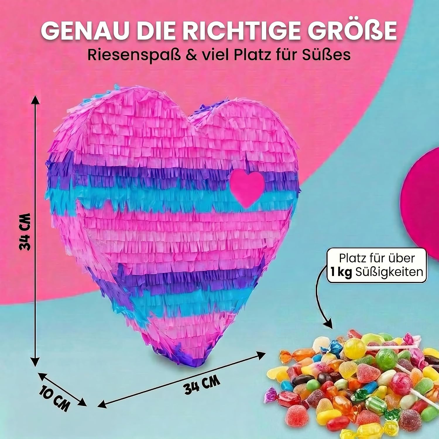 Herz-Pinata zum Befüllen - Party-Deko & Geburtstags-Highlight