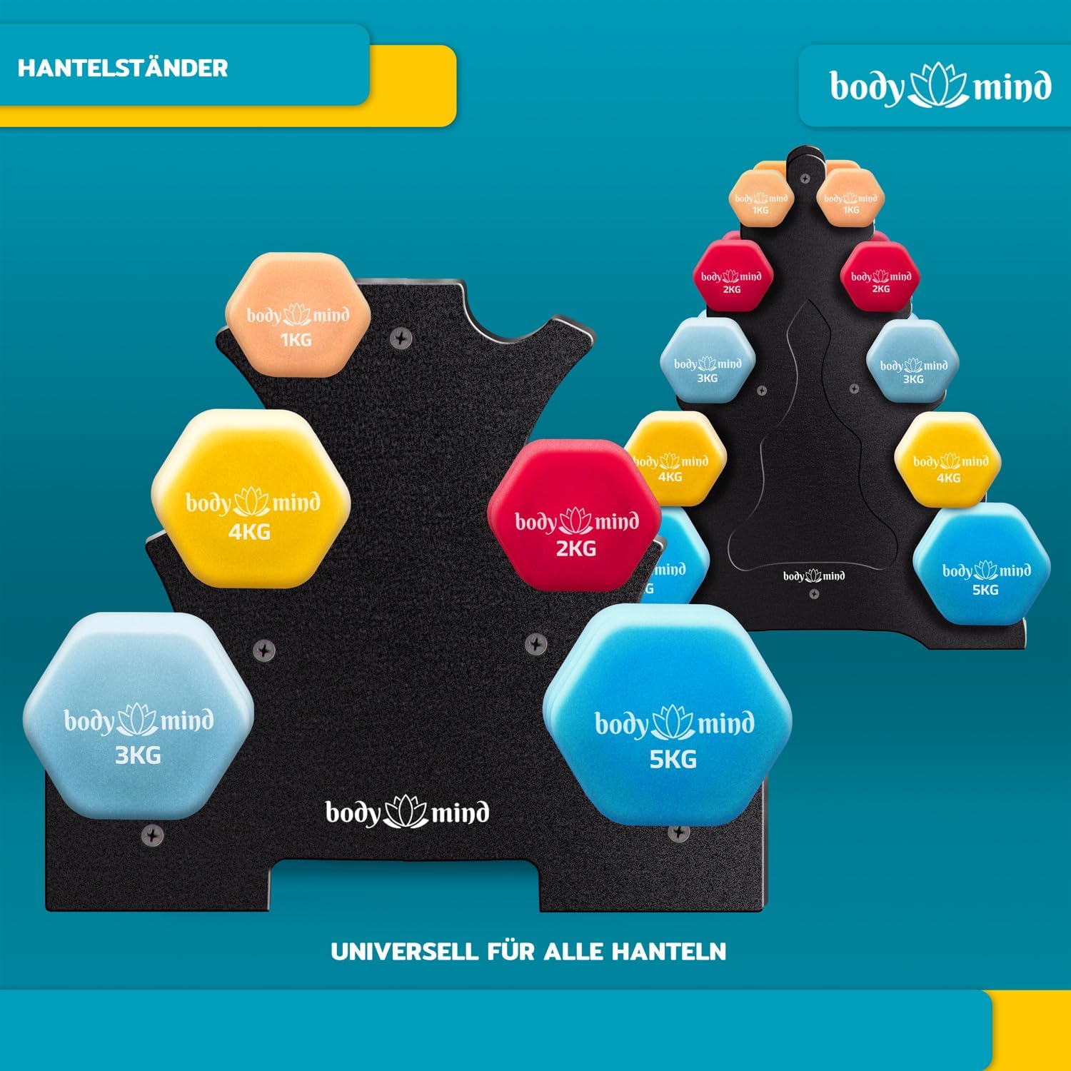 Body & Mind Hantelständer für 10 Kurzhanteln – Stabiles Hantel-Rack