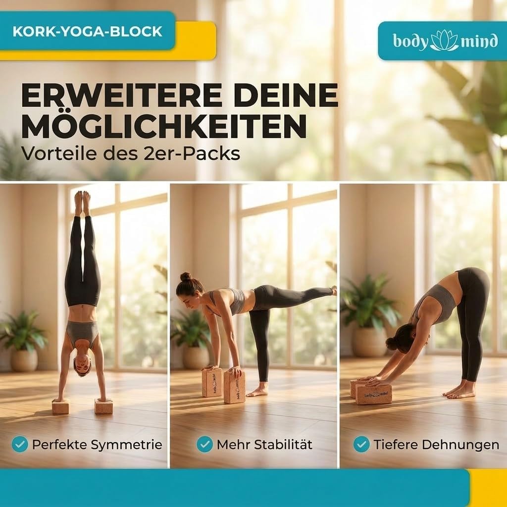 Yoga-Block aus Kork 2er-Set - Rutschfest & Stabil für Ihr Yoga