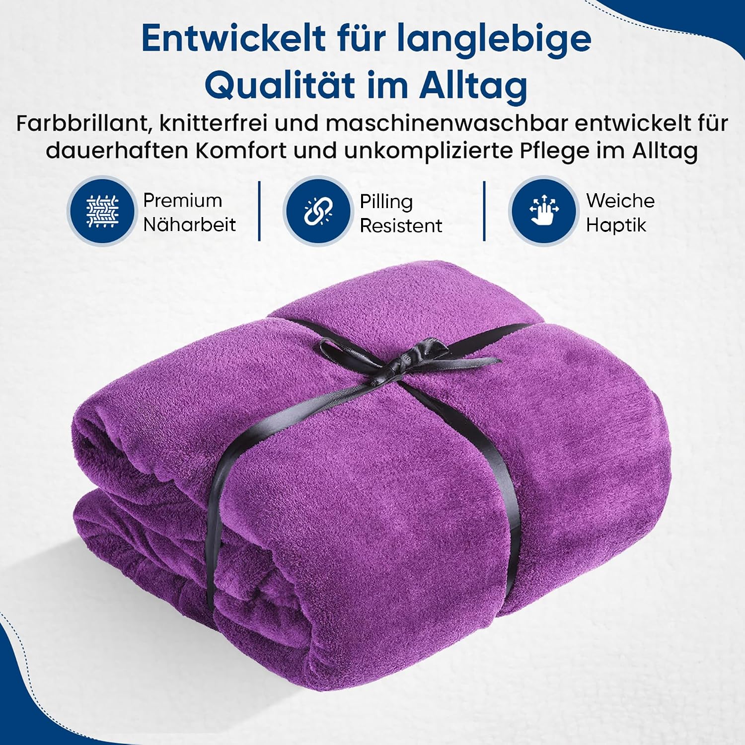 Feluna XXL Kuscheldecke 220x200 cm – Kuschelweiche Wohndecke Grau
