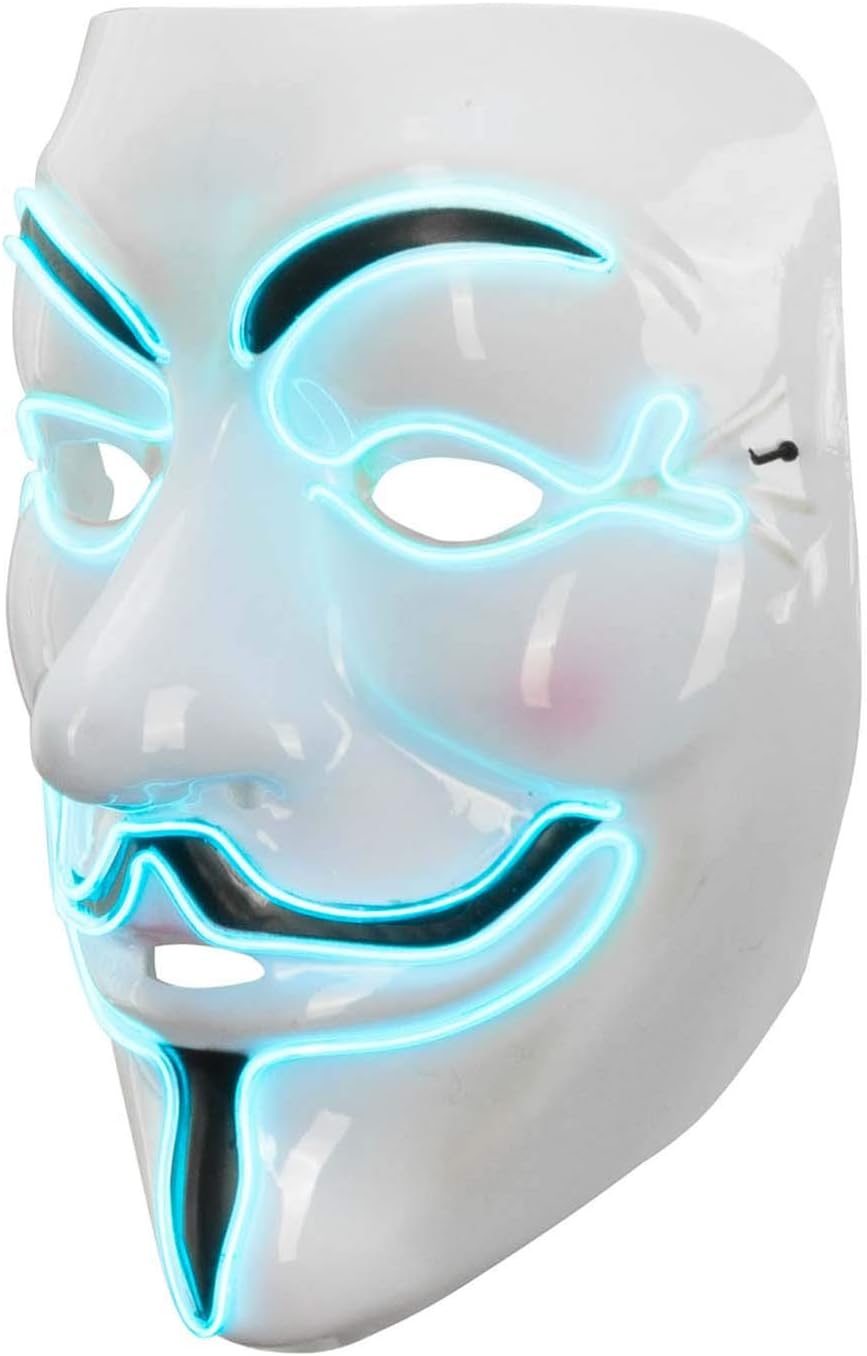 LED Anonymous Maske - Leuchtende Guy Fawkes V für Vendetta Maske