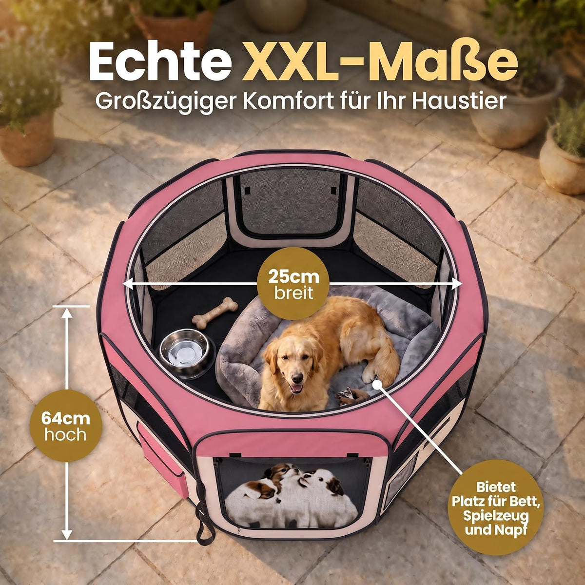 XXL Welpenlaufstall - Faltbares Hundegehege für Innen & Außen