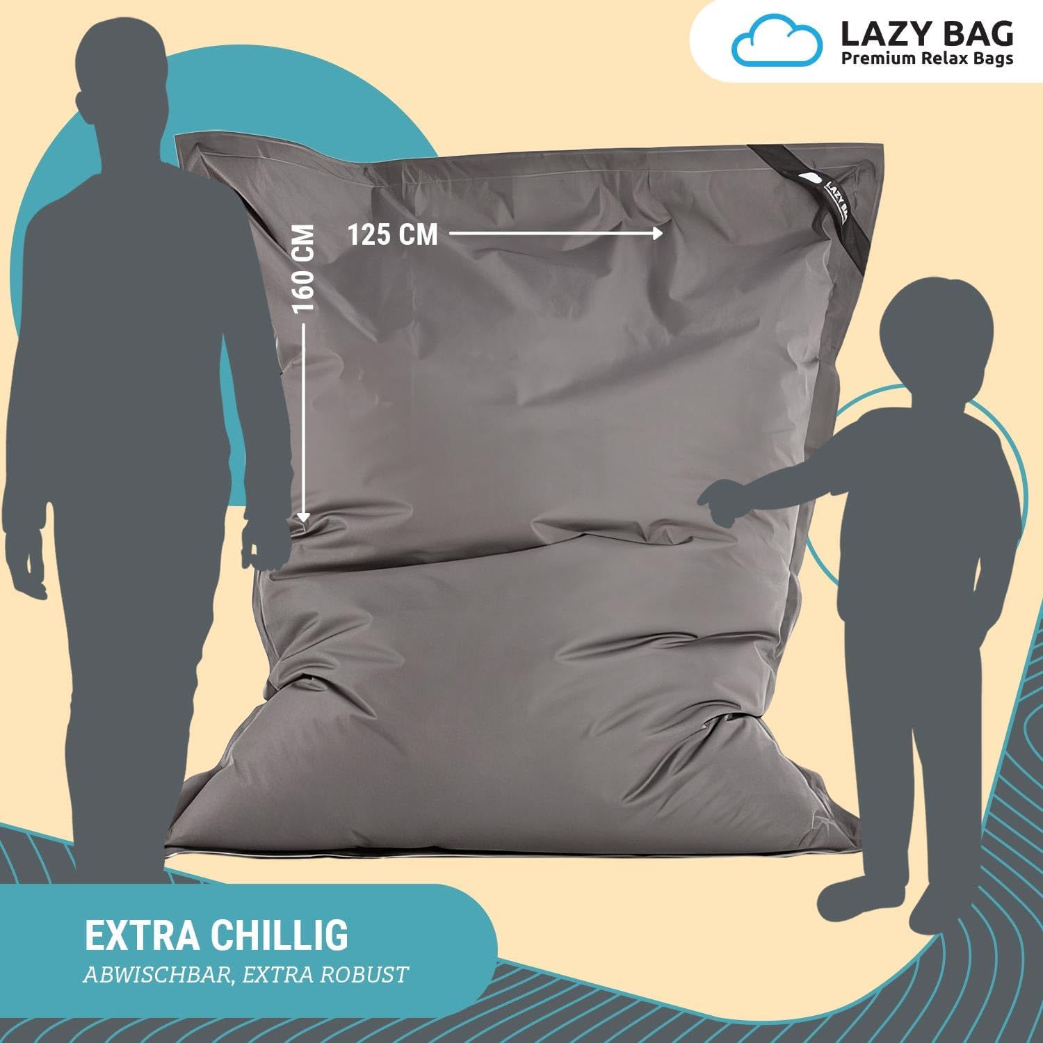 LazyBag Outdoor Sitzsack Junior – Wasserfestes Sitzkissen für Kinder