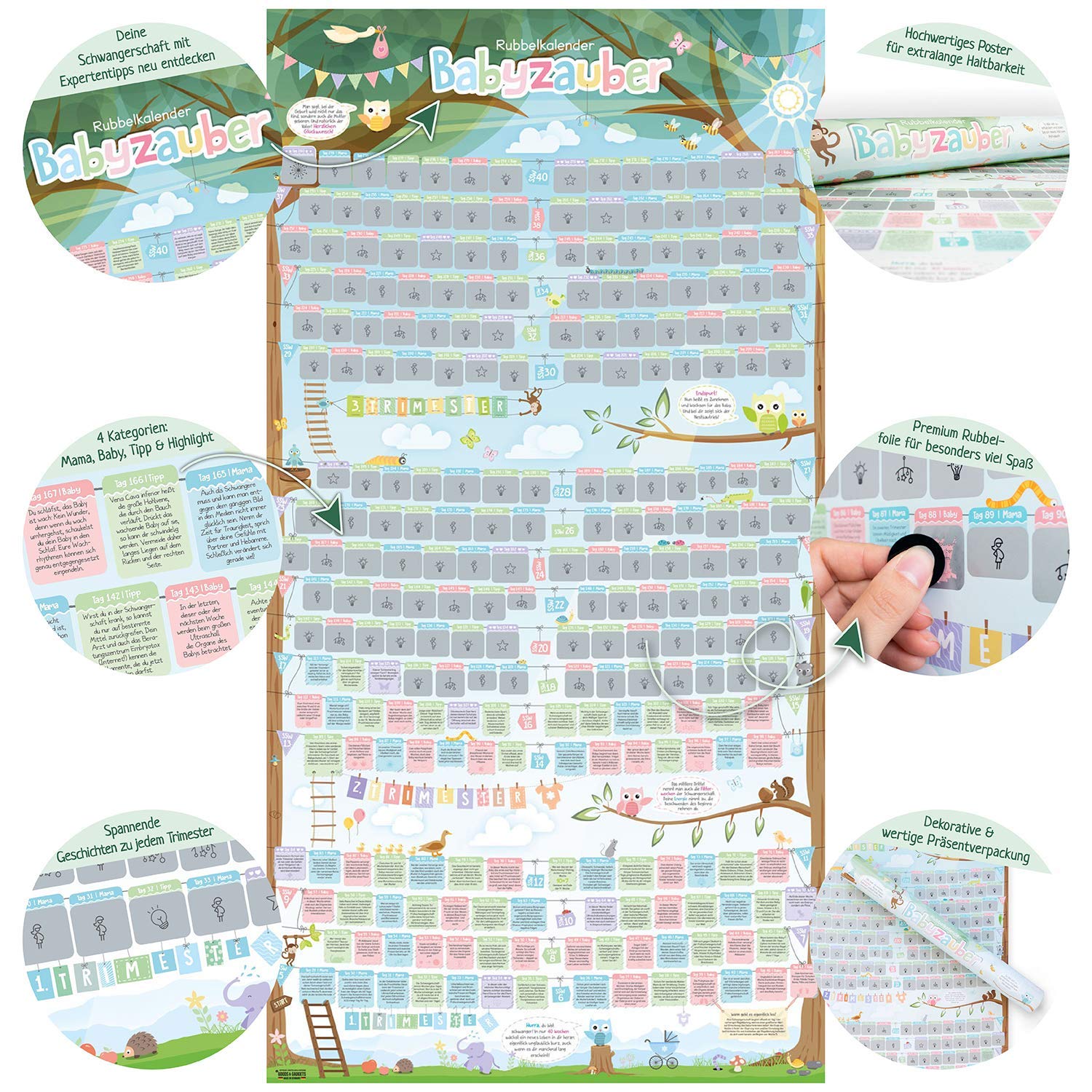 Babykalender Schwangerschaft - Rubbel-Poster für werdende Mamas