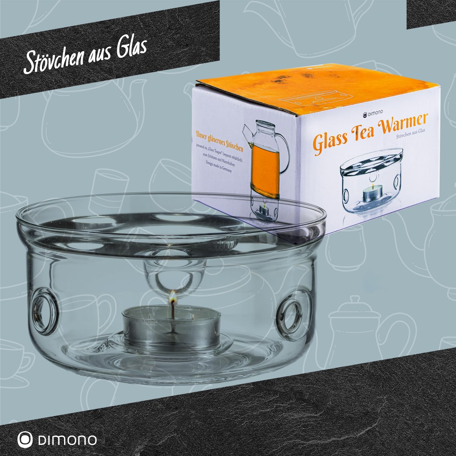 Dimono Teewärmer aus Borosilikatglas – Elegantes Stövchen