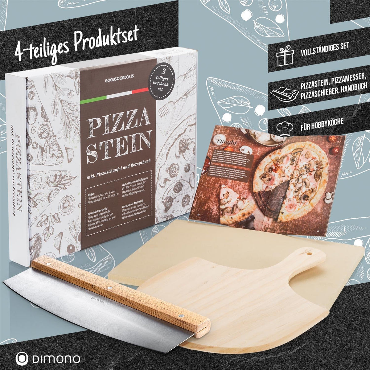 Pizzastein für Backofen & Gasgrill - Brotbackstein