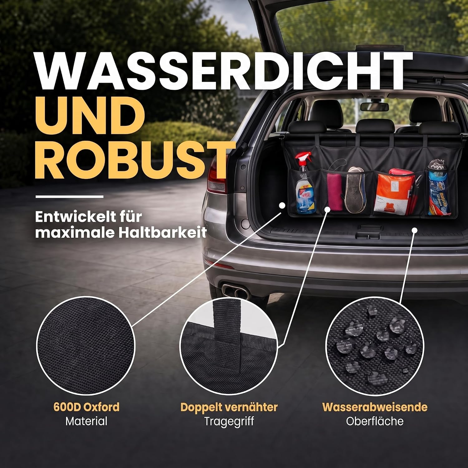 Kofferraum Organizer - Faltbare Autotasche mit 4 Fächern